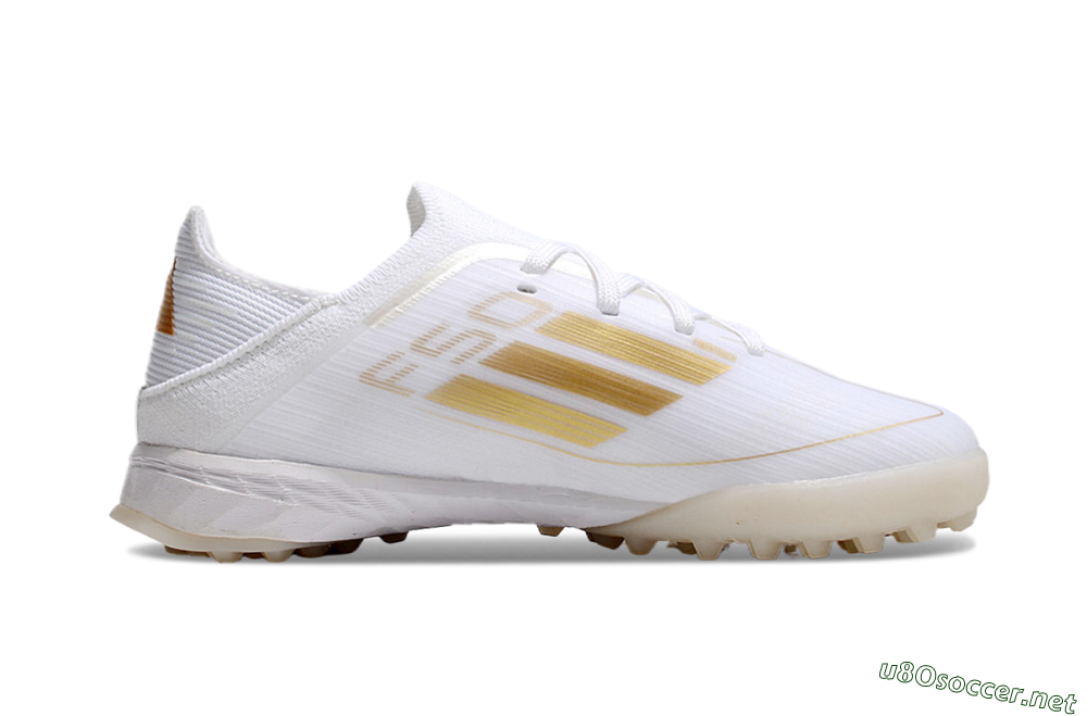 Men's Kids Adidas F50 Elite TF Football Shoes - White/Gold 4