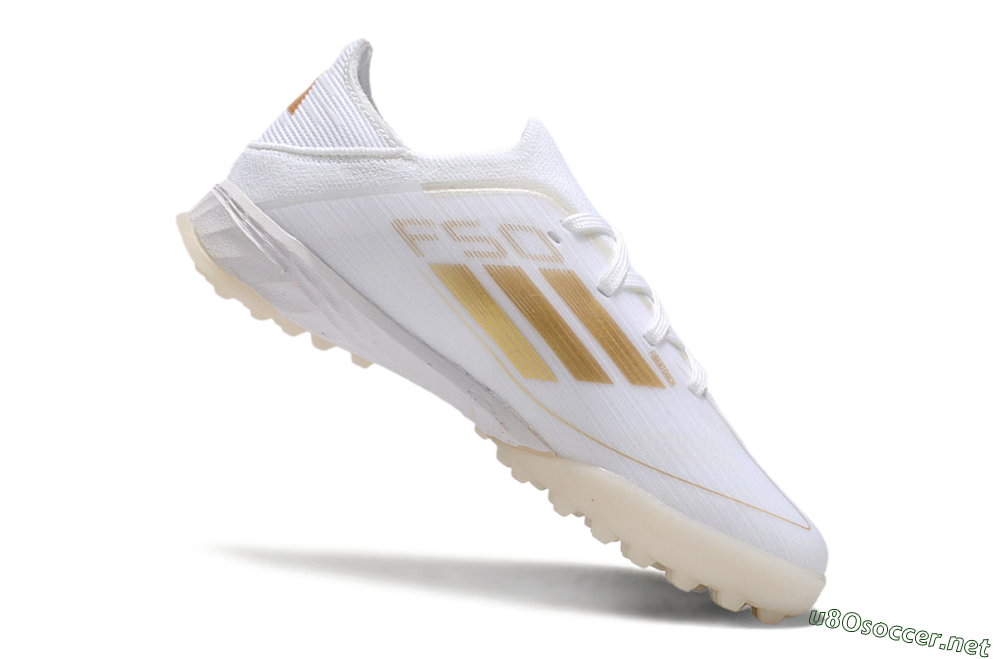 Men's Kids Adidas F50 Elite TF Football Shoes - White/Gold 5