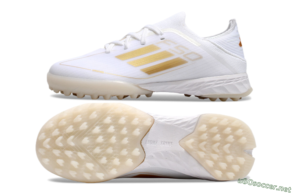Men's Kids Adidas F50 Elite TF Football Shoes - White/Gold 1