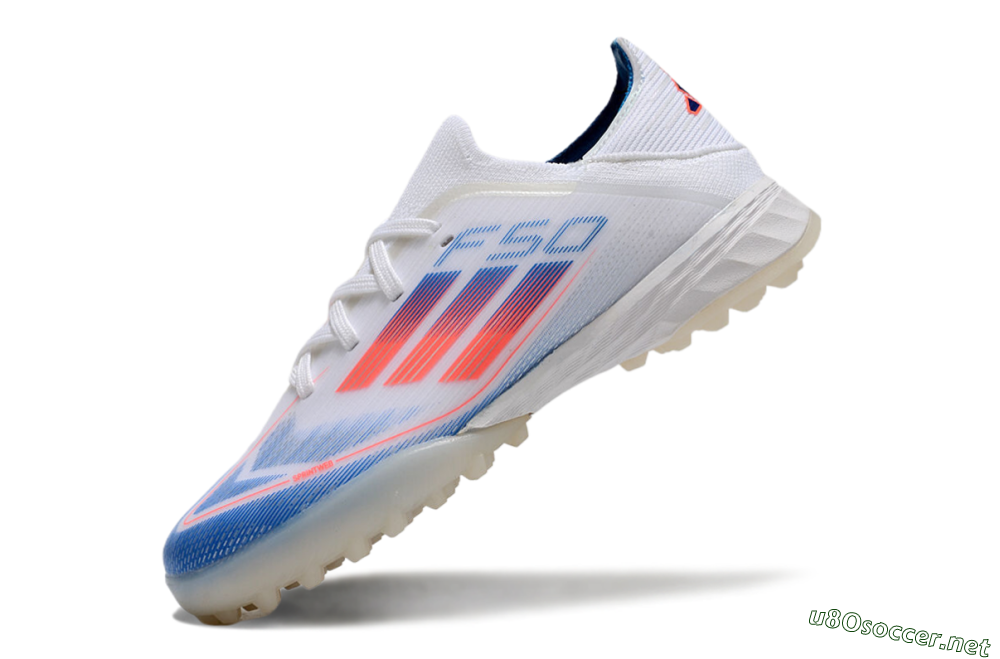 Men's Kids Adidas F50 Elite TF Football Shoes - White/Blue/Orange 5