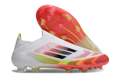 Men's Adidas F50 Elite Laceless FG Football Boots - White/Red/Black