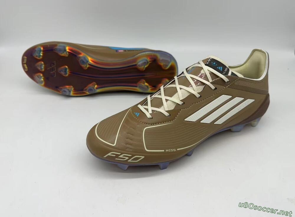 Men's Adidas F50 Elite FG Football Boots - Brown/White/Blue