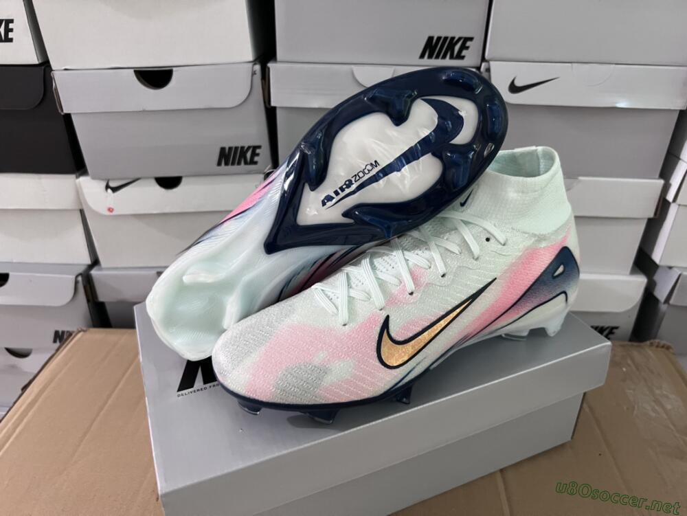 Unisex Nike Air Zoom Mercurial Superfly 10 Elite FG Football Boots - White/Pink/Blue