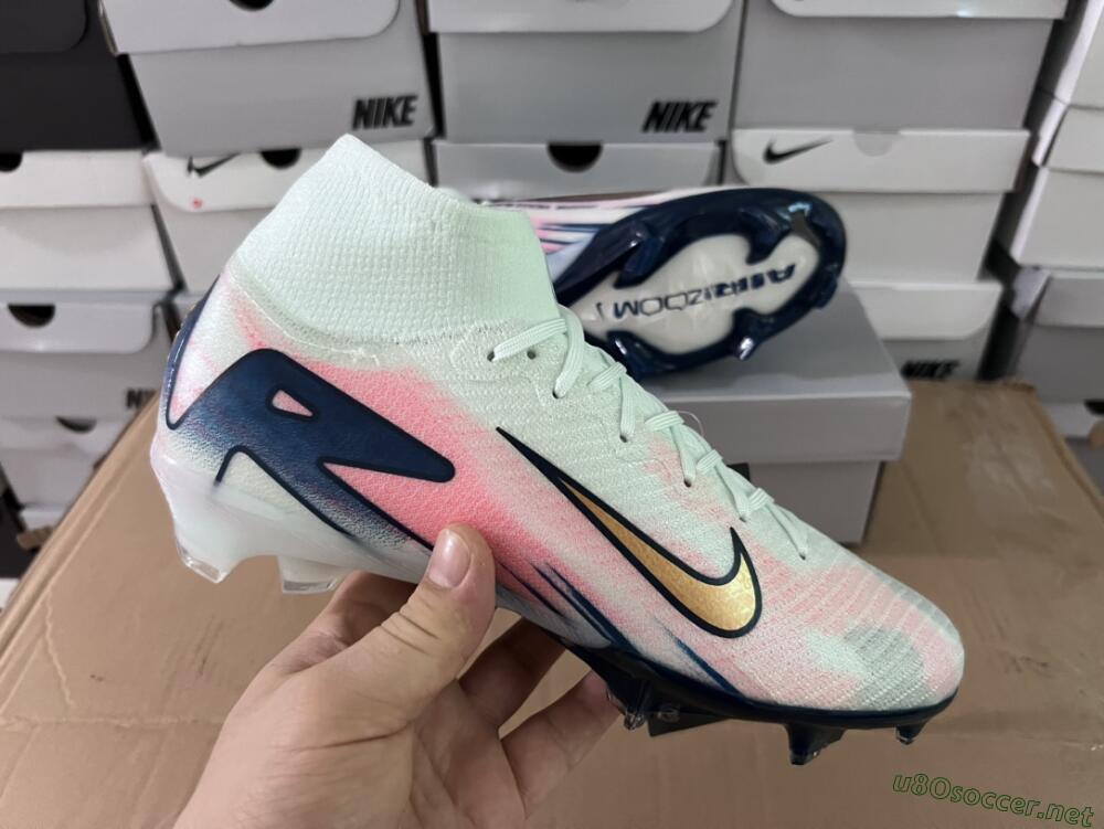 Unisex Nike Air Zoom Mercurial Superfly 10 Elite FG Football Boots - White/Pink/Blue