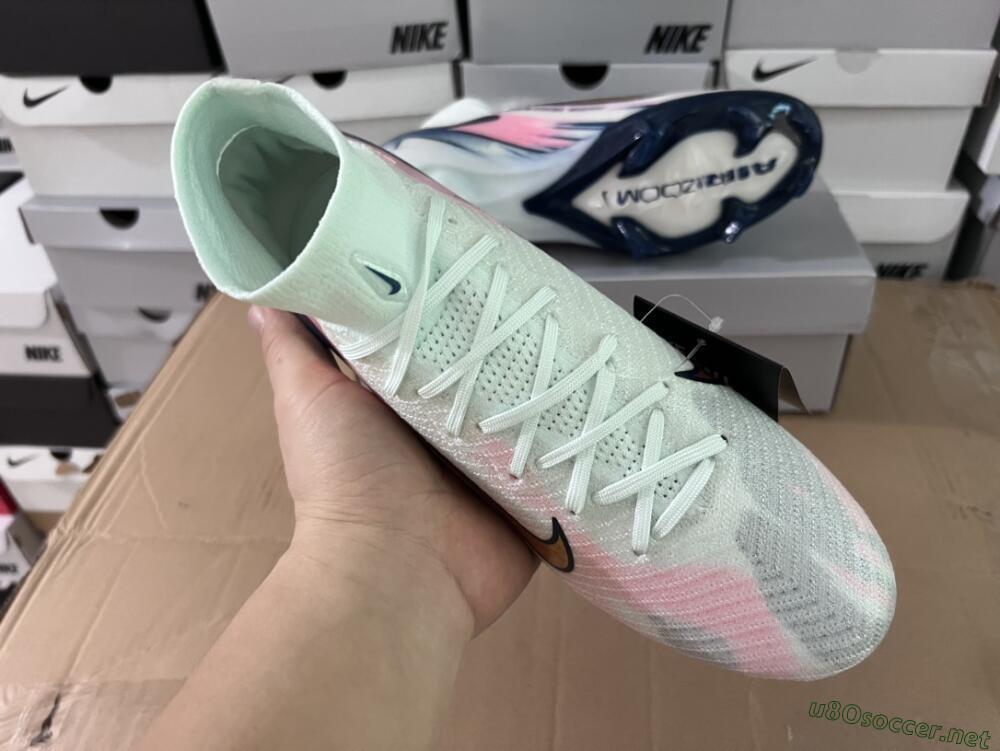 Unisex Nike Air Zoom Mercurial Superfly 10 Elite FG Football Boots - White/Pink/Blue