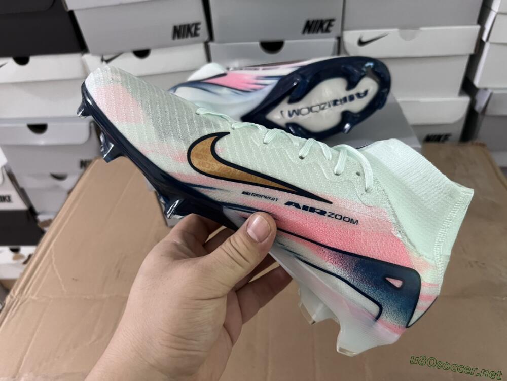 Unisex Nike Air Zoom Mercurial Superfly 10 Elite FG Football Boots - White/Pink/Blue