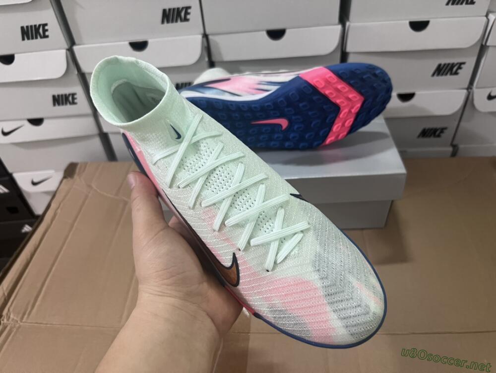 Unisex Nike Air Zoom Mercurial Superfly 10 Elite TF Football Shoes - White/Pink/Blue