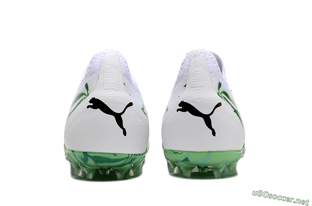 Men's Puma Ultra Ultimate MG Football Boots - White/Black/Green 5