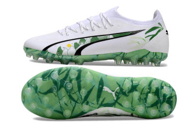 Men's Puma Ultra Ultimate MG Football Boots - White/Black/Green