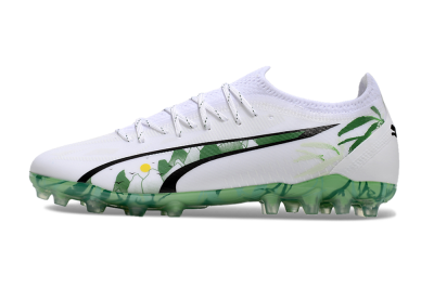 Men's Puma Ultra Ultimate MG Football Boots - White/Black/Green