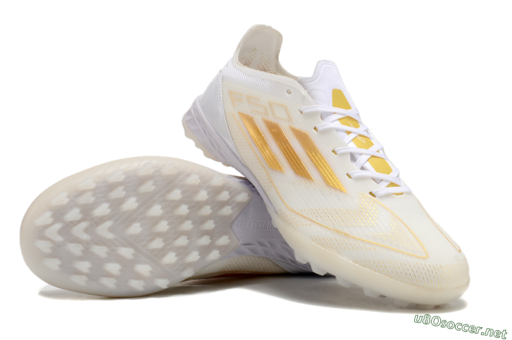 Unisex Adidas F50 Elite TF Football Shoes - White/Gold 3