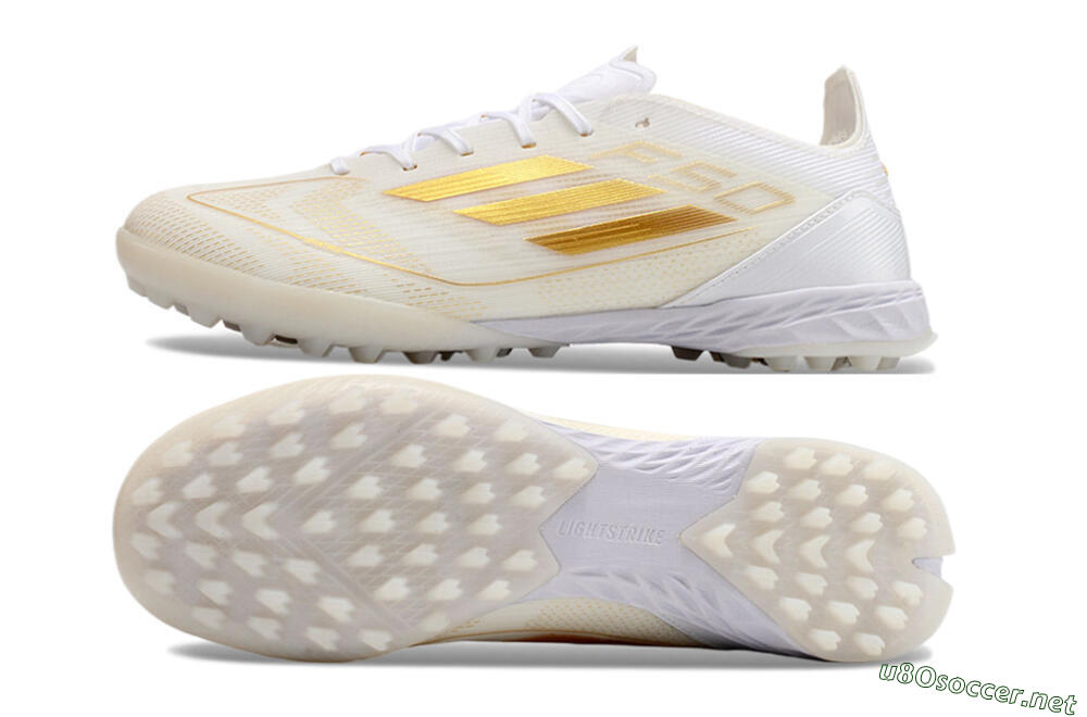 Unisex Adidas F50 Elite TF Football Shoes - White/Gold 1