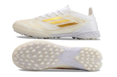 Unisex Adidas F50 Elite TF Football Shoes - White/Gold