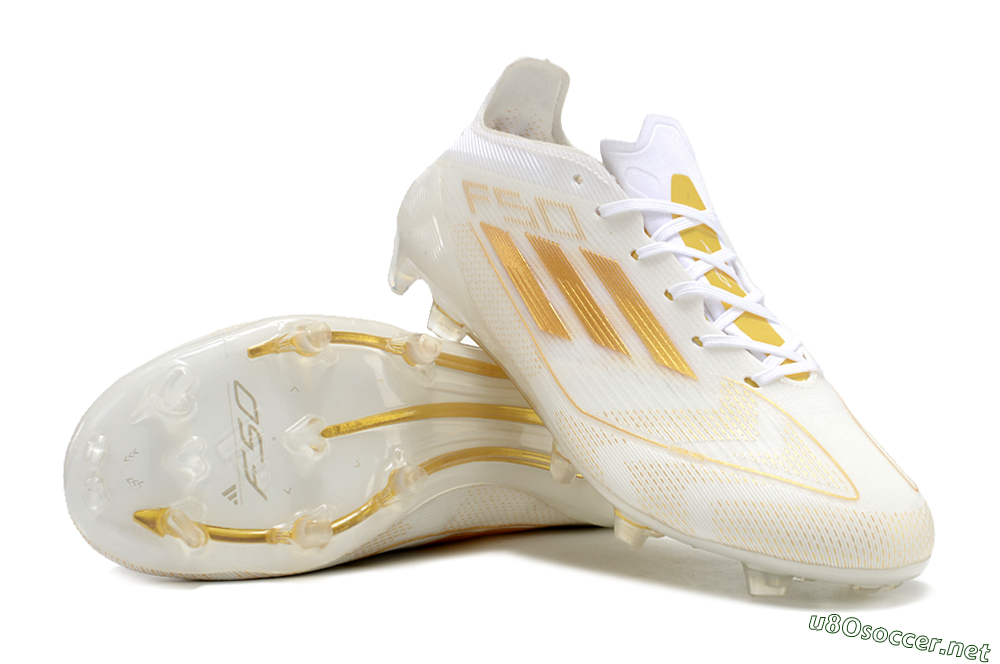 Unisex Adidas F50 Elite FG Football Boots - White/Gold 3