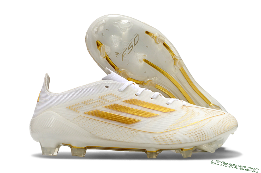 Unisex Adidas F50 Elite FG Football Boots - White/Gold 2