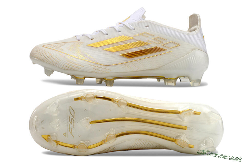 Unisex Adidas F50 Elite FG Football Boots - White/Gold 1