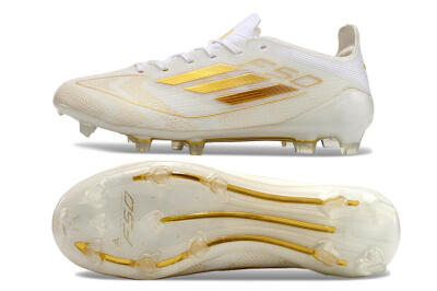 Unisex Adidas F50 Elite FG Football Boots - White/Gold