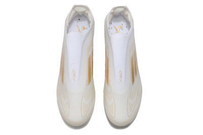 Unisex Adidas F50 Elite Laceless FG Football Boots - White/Gold
