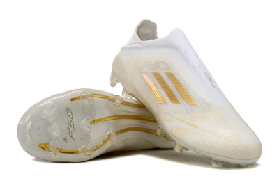 Unisex Adidas F50 Elite Laceless FG Football Boots - White/Gold