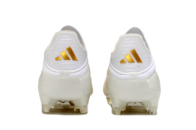 Unisex Adidas F50 Elite Laceless FG Football Boots - White/Gold