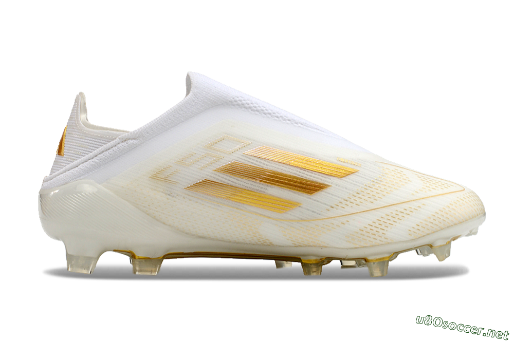 Unisex Adidas F50 Elite Laceless FG Football Boots - White/Gold 7
