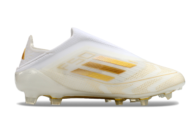 Unisex Adidas F50 Elite Laceless FG Football Boots - White/Gold
