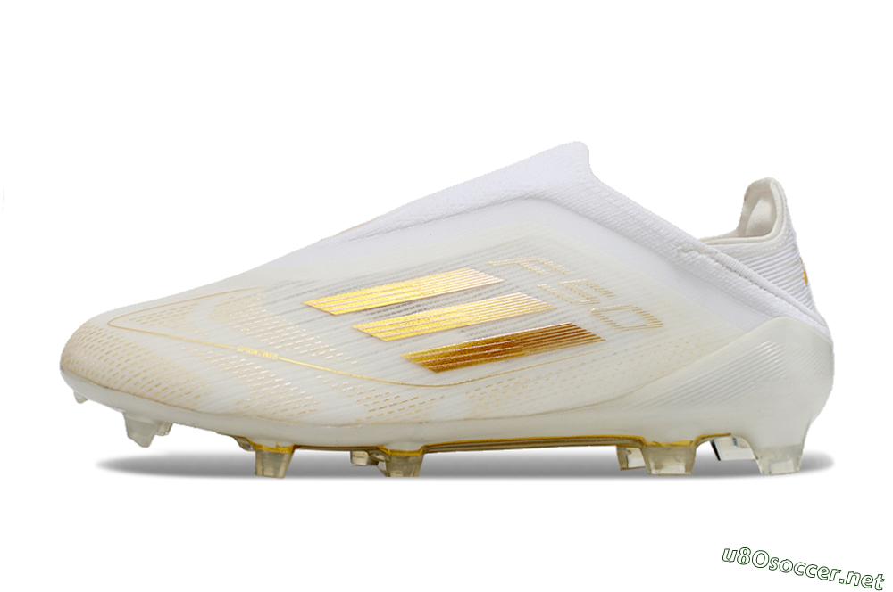 Unisex Adidas F50 Elite Laceless FG Football Boots - White/Gold 0