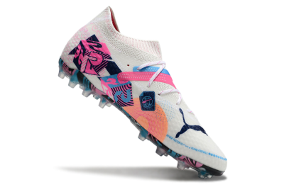 Men's Puma Future Ultimate MG Football Boots - White/Pink/Blue