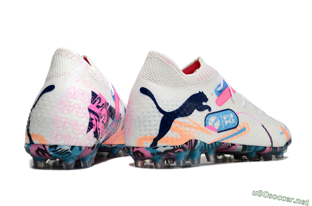 Men's Puma Future Ultimate MG Football Boots - White/Pink/Blue 6