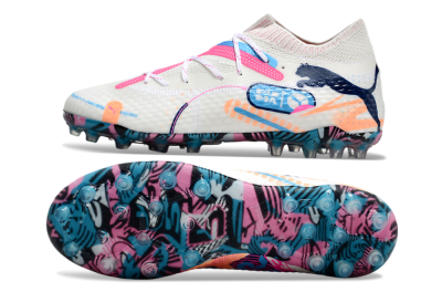 Men's Puma Future Ultimate MG Football Boots - White/Pink/Blue