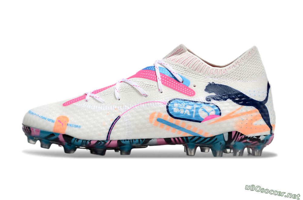 Men's Puma Future Ultimate MG Football Boots - White/Pink/Blue 0