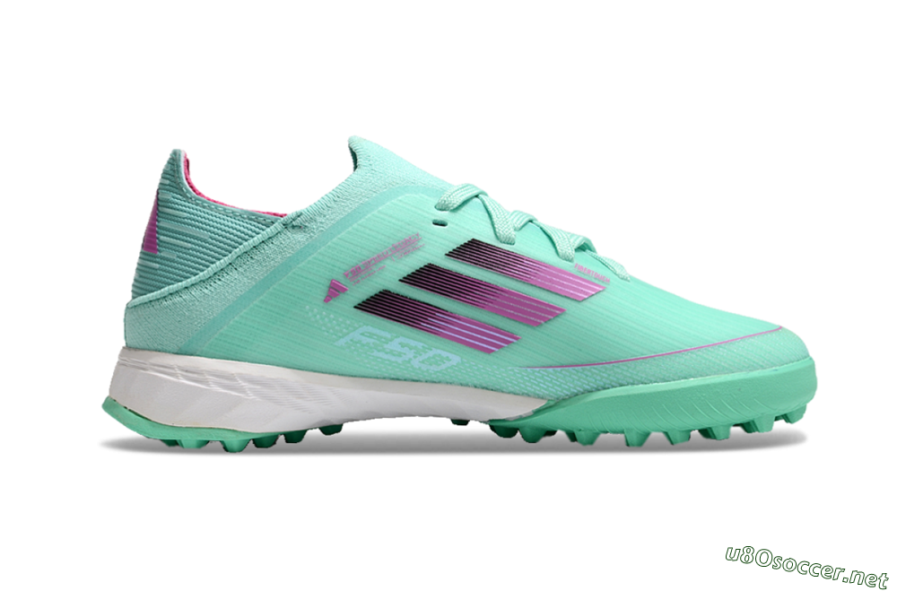 Kids Adidas F50 Elite TF Football Shoes - Jade/Purple/White 6