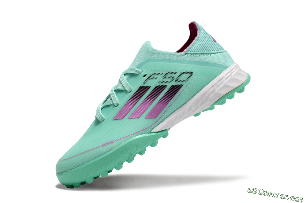 Kids Adidas F50 Elite TF Football Shoes - Jade/Purple/White 5