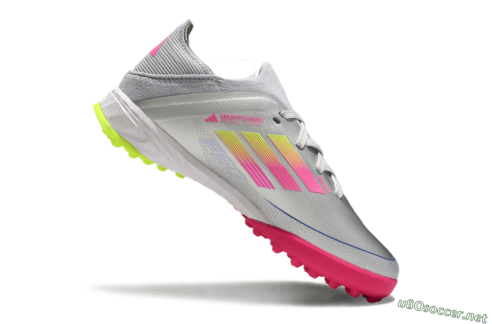 Kids Adidas F50 Elite TF Football Shoes - Silver/Pink/Yellow 4