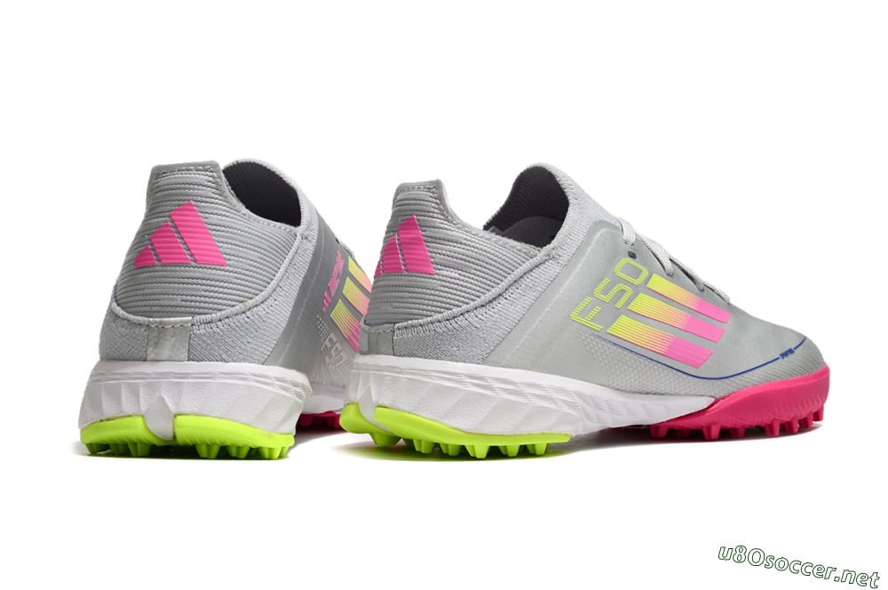 Kids Adidas F50 Elite TF Football Shoes - Silver/Pink/Yellow 7