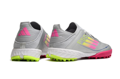 Kids Adidas F50 Elite TF Football Shoes - Silver/Pink/Yellow
