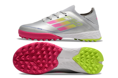 Kids Adidas F50 Elite TF Football Shoes - Silver/Pink/Yellow