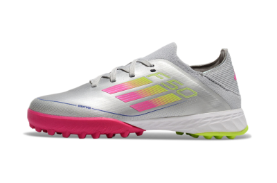 Kids Adidas F50 Elite TF Football Shoes - Silver/Pink/Yellow