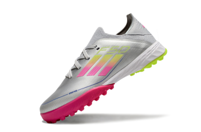 Kids Adidas F50 Elite TF Football Shoes - Silver/Pink/Yellow