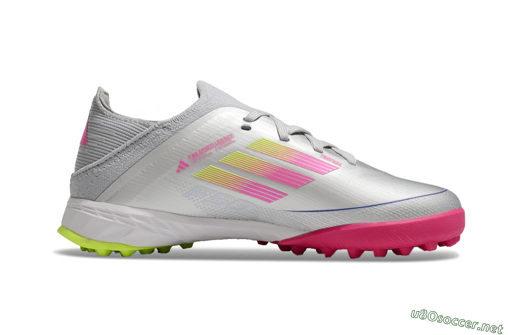 Kids Adidas F50 Elite TF Football Shoes - Silver/Pink/Yellow 6
