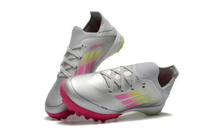 Kids Adidas F50 Elite TF Football Shoes - Silver/Pink/Yellow