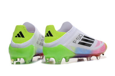 Men's Adidas F50 Elite Laceless FG Football Boots - White/Gold/Pink/Blue/Yellow