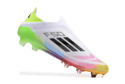 Men's Adidas F50 Elite Laceless FG Football Boots - White/Gold/Pink/Blue/Yellow
