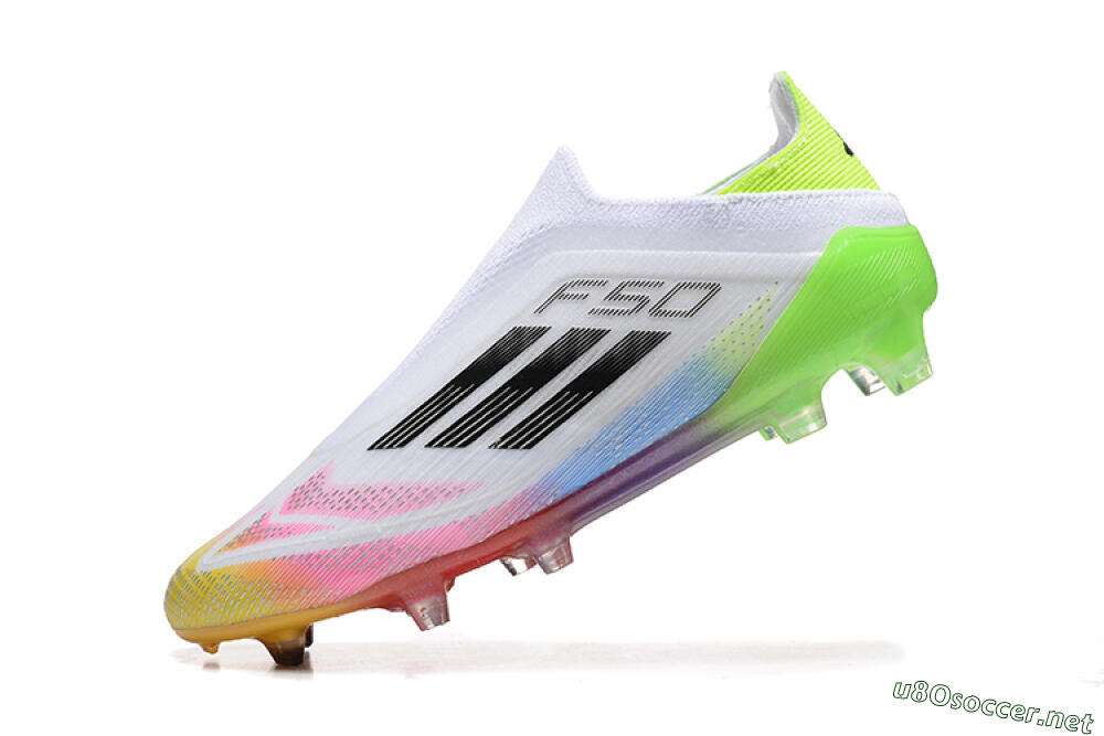 Men's Adidas F50 Elite Laceless FG Football Boots - White/Gold/Pink/Blue/Yellow 5