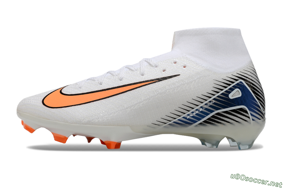 Unisex Nike Air Zoom Mercurial Superfly 10 Elite FG Football Boots - White/Orange/Blue 0