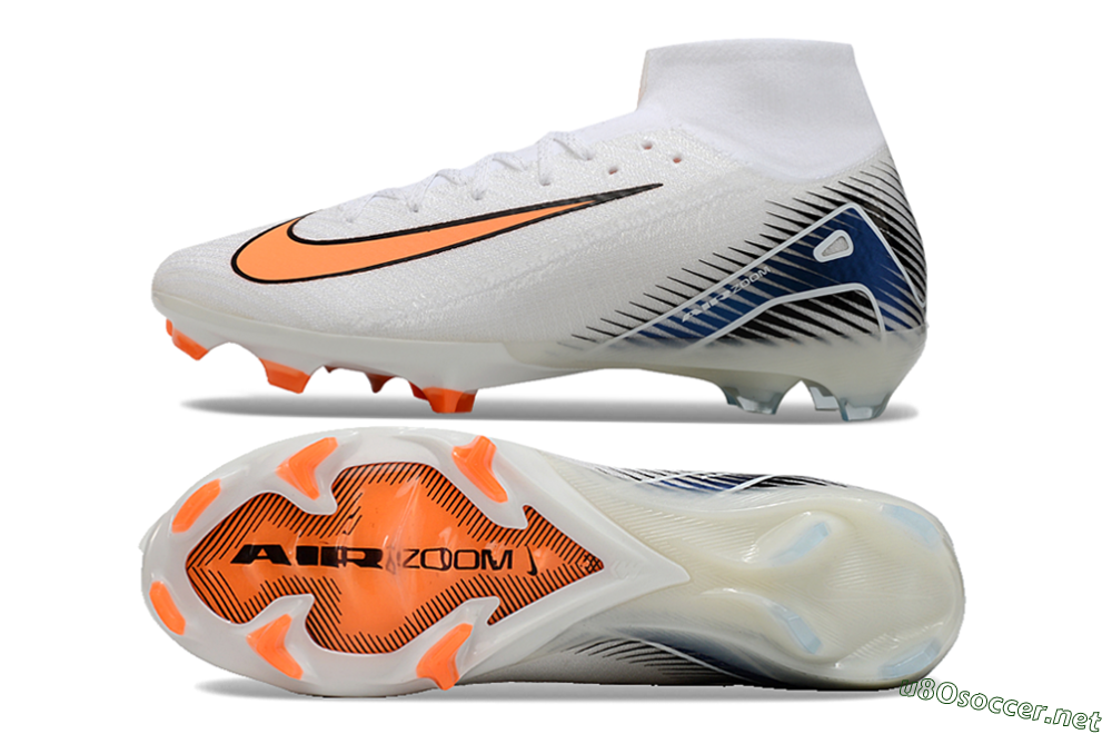 Unisex Nike Air Zoom Mercurial Superfly 10 Elite FG Football Boots - White/Orange/Blue 1