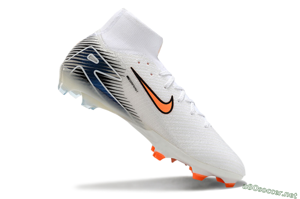 Unisex Nike Air Zoom Mercurial Superfly 10 Elite FG Football Boots - White/Orange/Blue 4