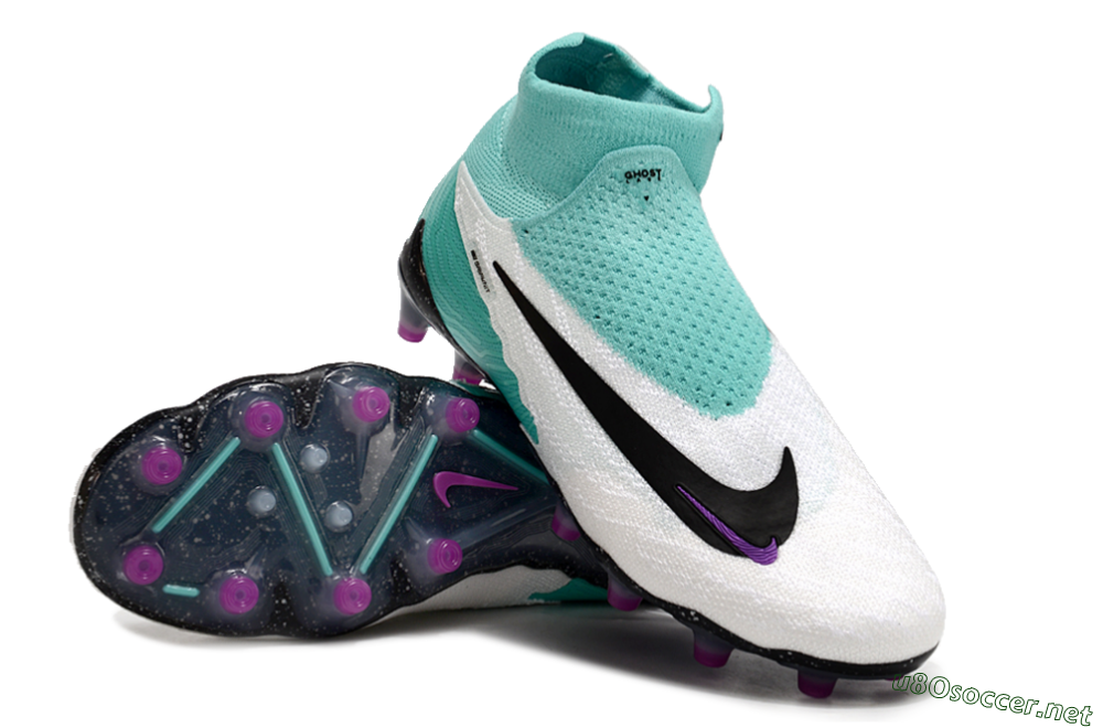 Unisex Nike Phantom GX Elite AG Football Boots - White/Black/Jade/Purple 4