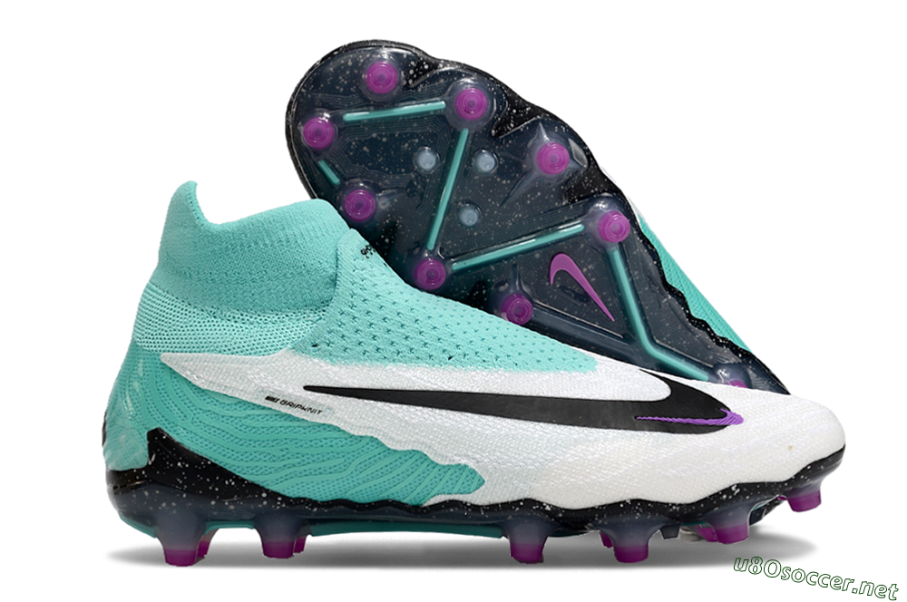 Unisex Nike Phantom GX Elite AG Football Boots - White/Black/Jade/Purple 2
