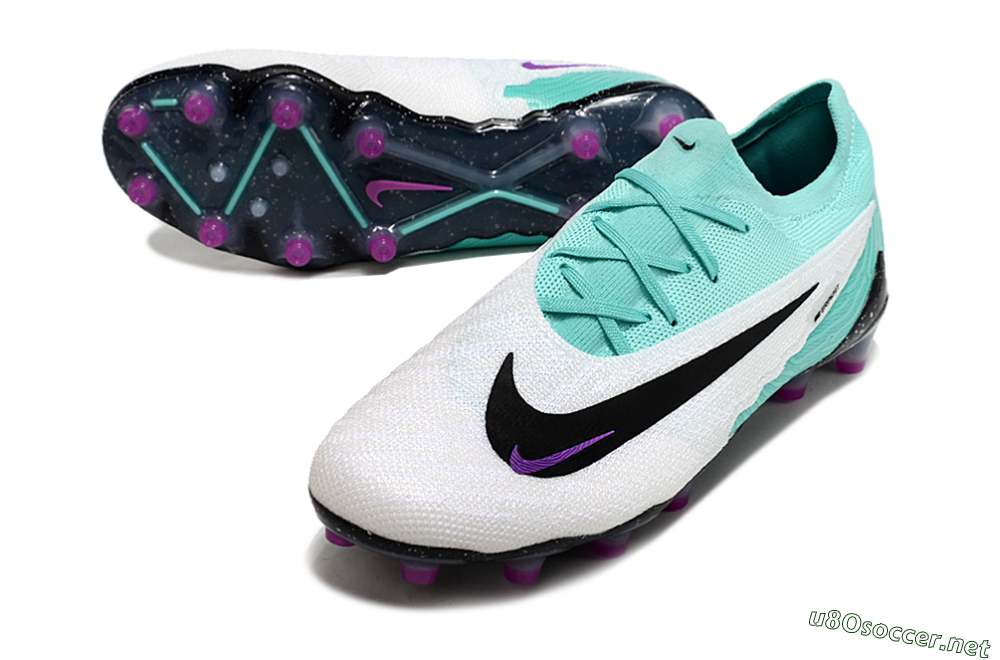 Unisex Nike Phantom GX Elite AG Football Boots - White/Black/Jade/Purple 3